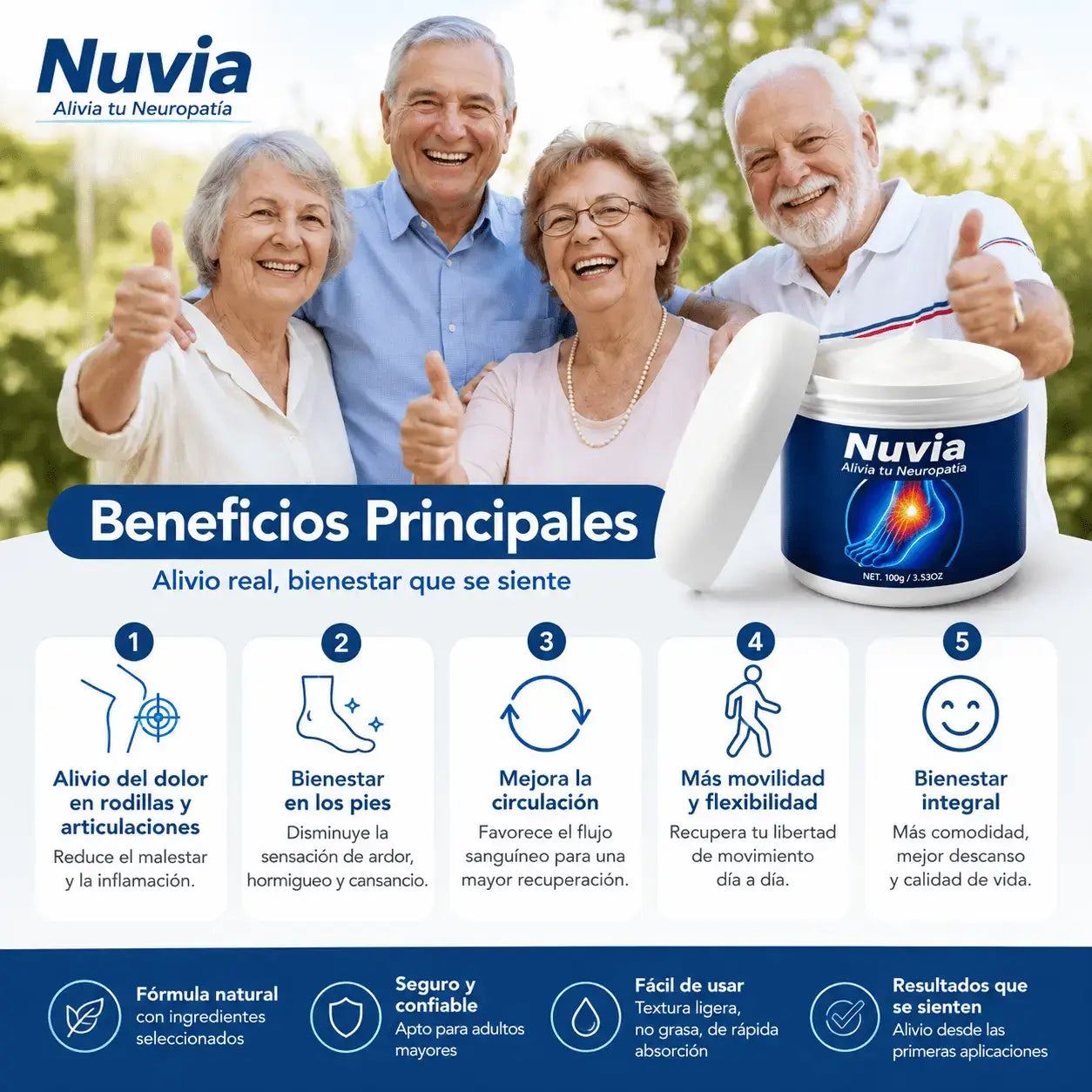 Crema Nuvia | Alivio de Neuropatía, Ardor y Piernas Pesadas