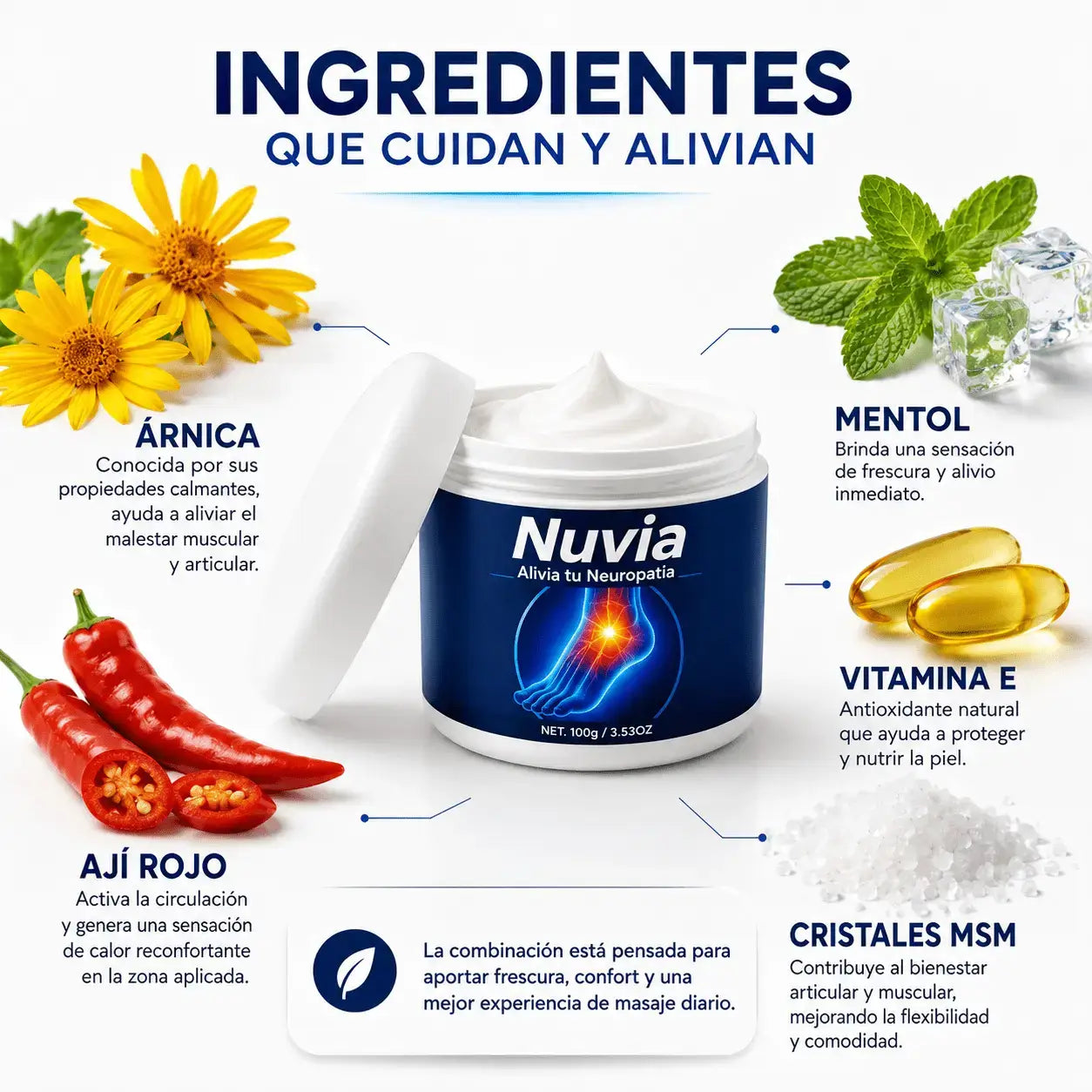 Crema Nuvia | Alivio de Neuropatía, Ardor y Piernas Pesadas